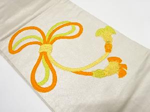 組紐模様　刺繍　名古屋帯